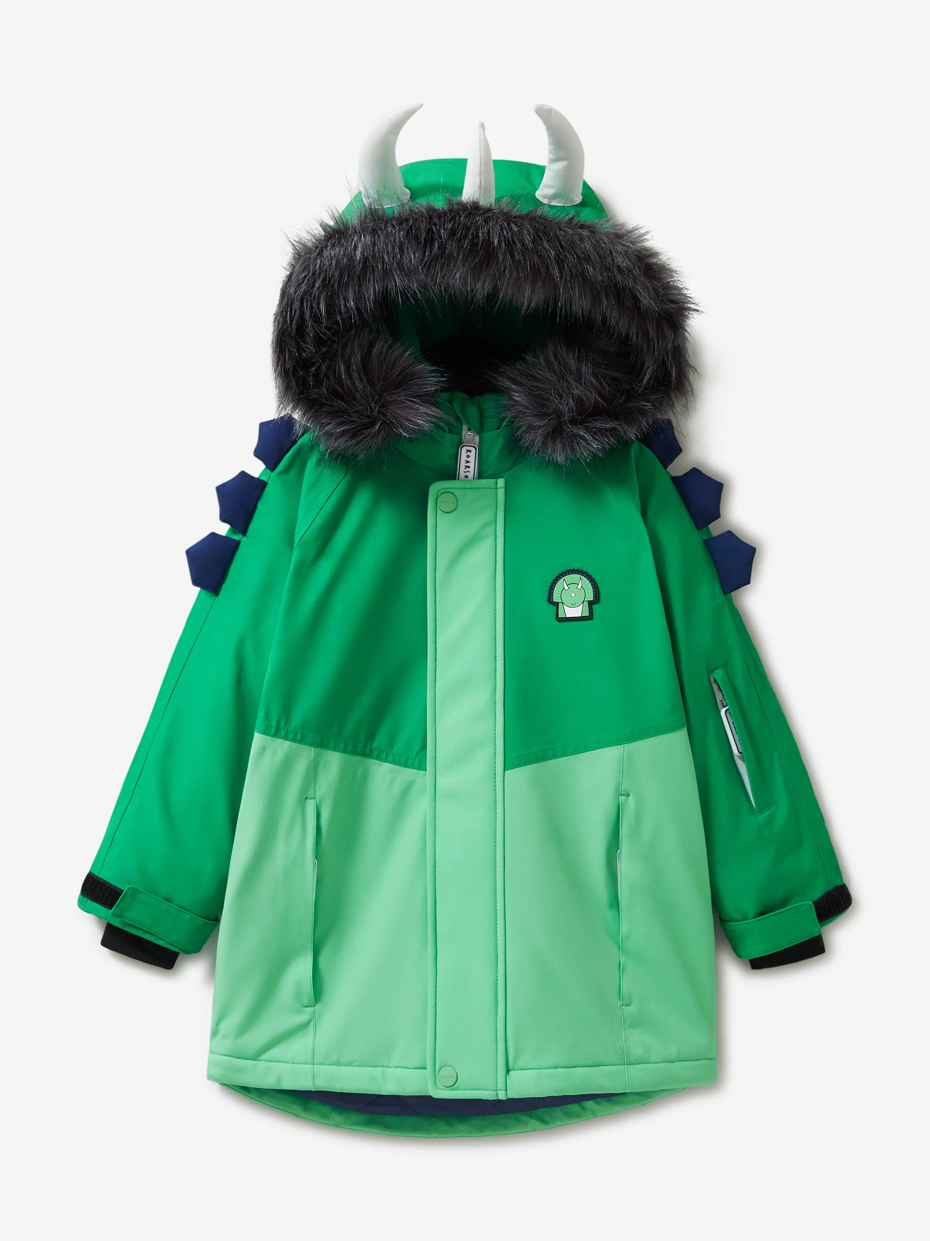 Roarsome Boys Spike The Dinosaur Parka Ski Jacket in Green