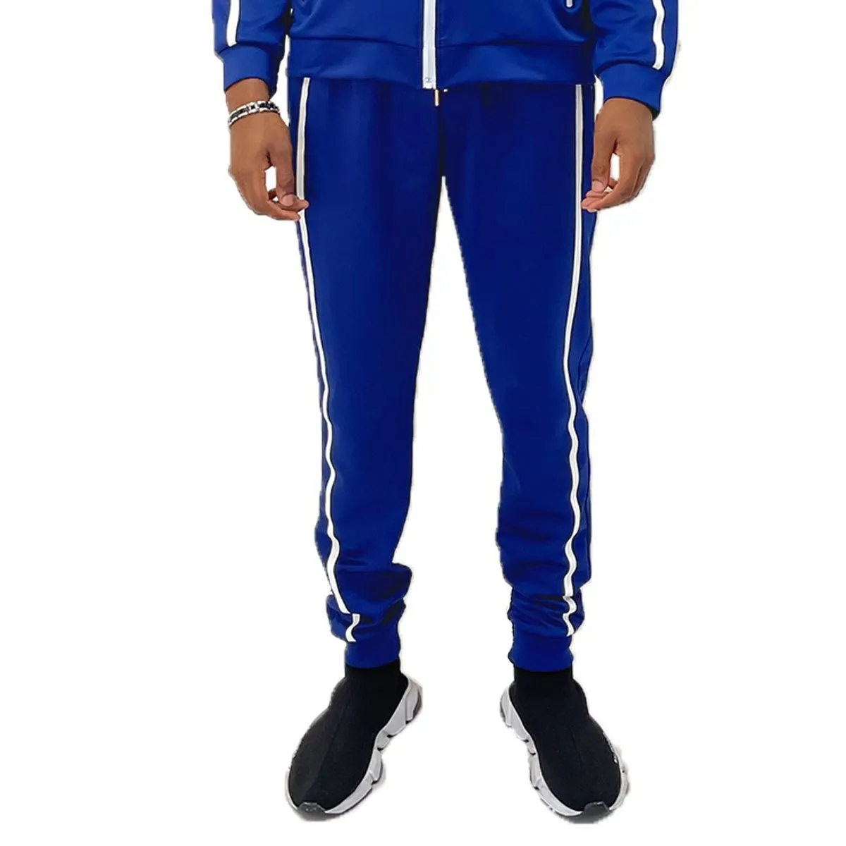 Royal Blue Solid Tape Jogger Pants