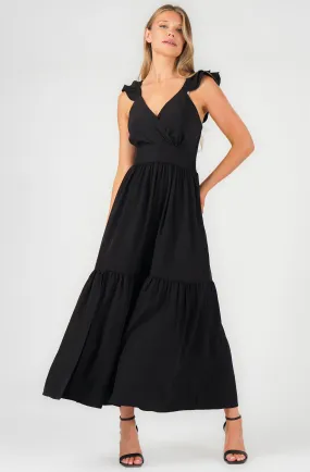 Ruffle Cap Sleeve Maxi Dress