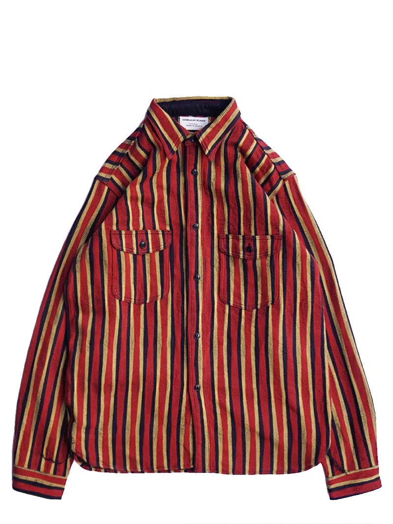 Samurai Jeans Red Drunk Stripe Flannel Shirt