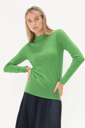 Skinlike Mercerized Wool Soft Sheer Pullover, Green