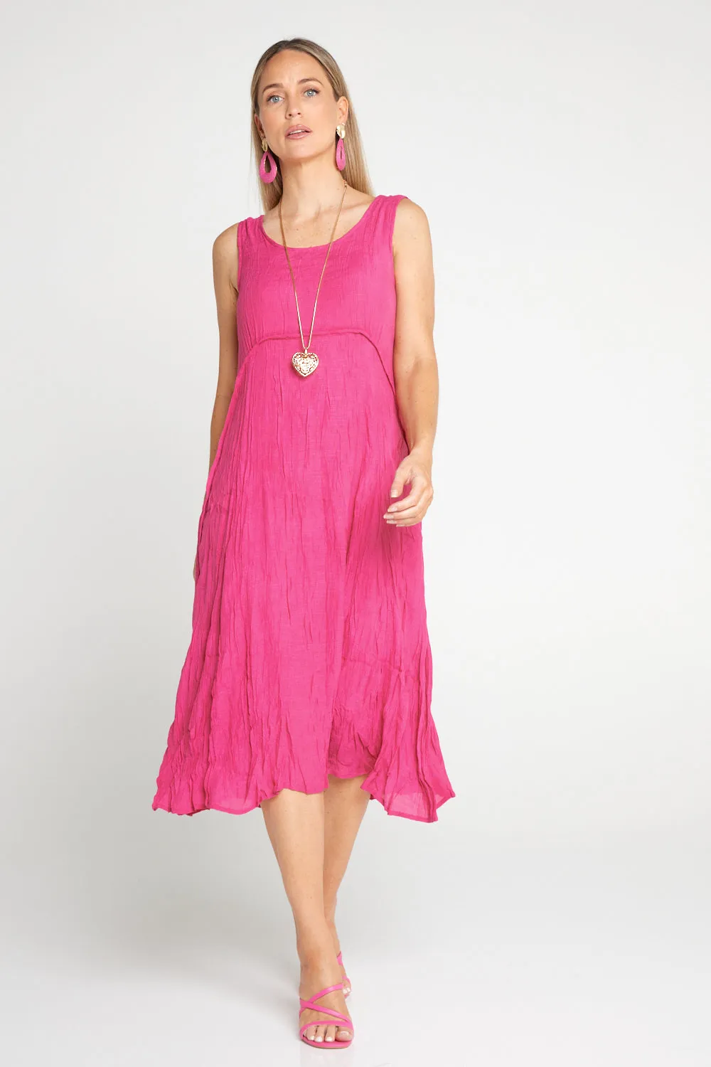 Sleeveless Waterhouse Dress - Hot Pink