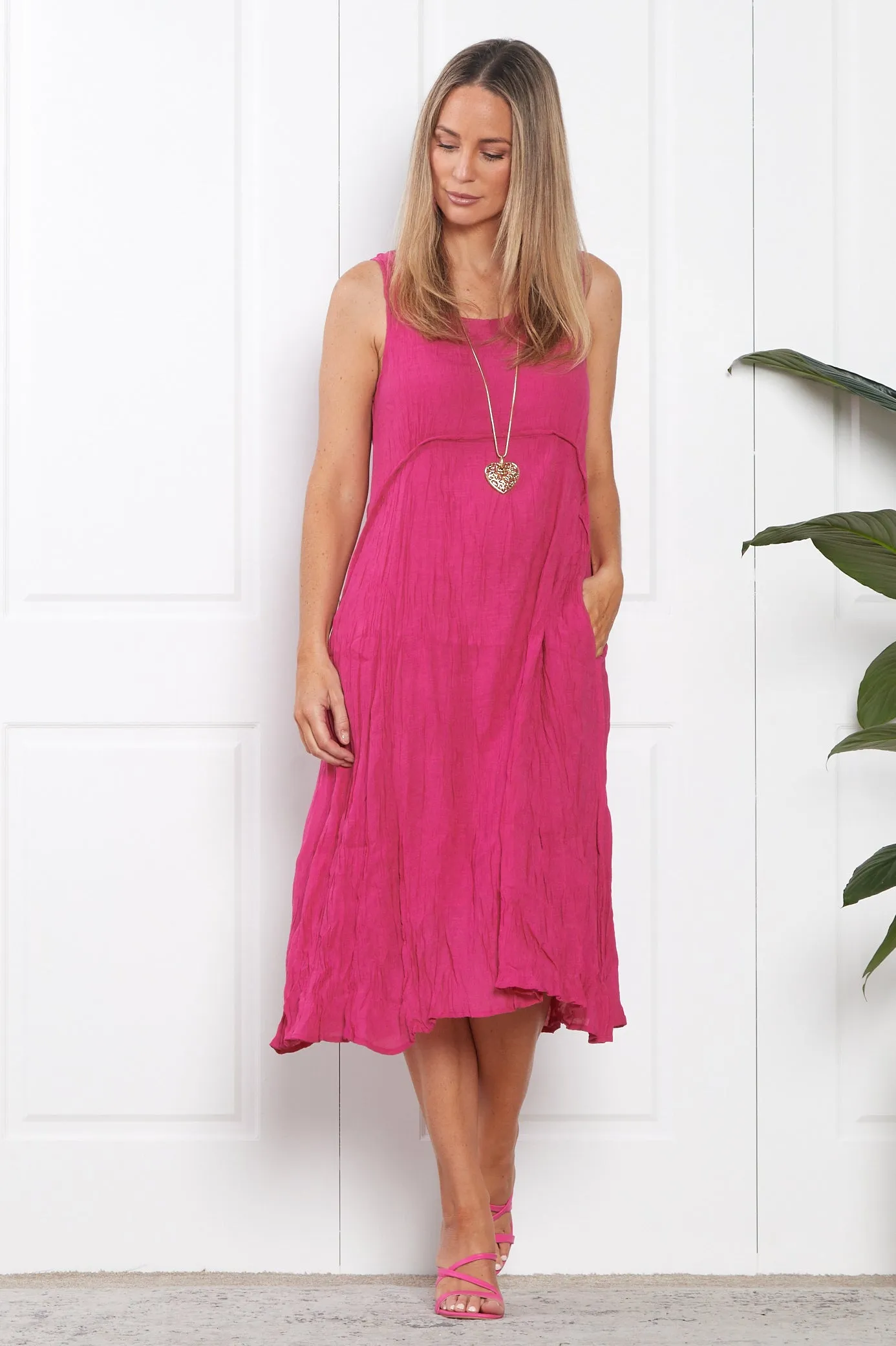 Sleeveless Waterhouse Dress - Hot Pink