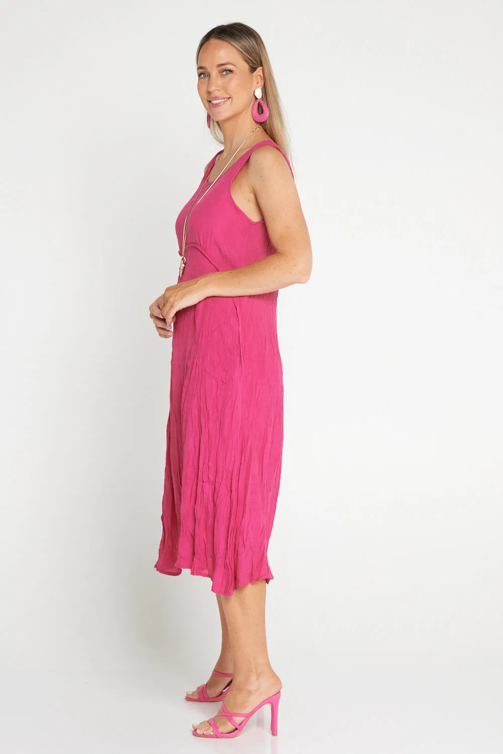 Sleeveless Waterhouse Dress - Hot Pink