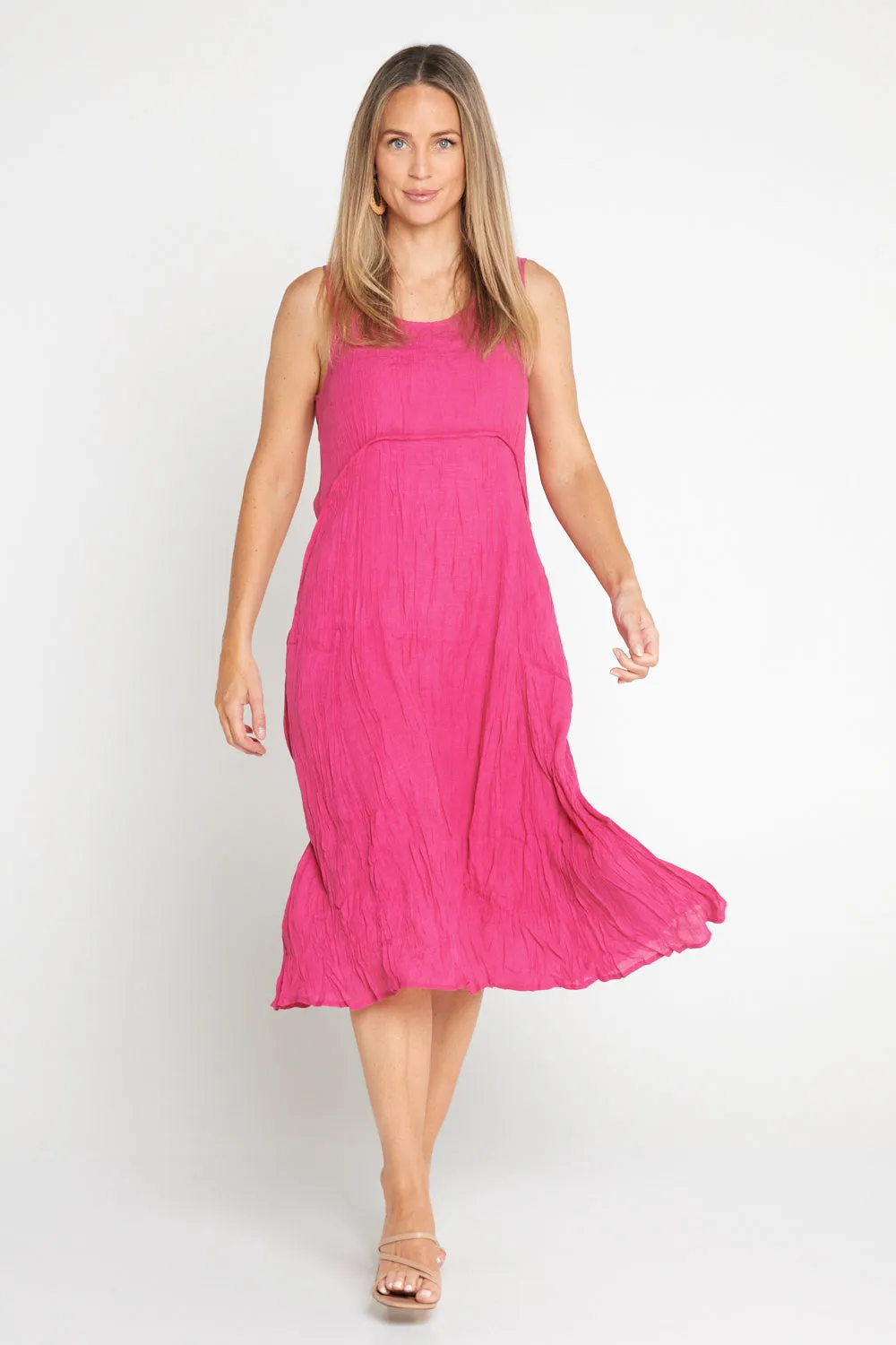 Sleeveless Waterhouse Dress - Hot Pink