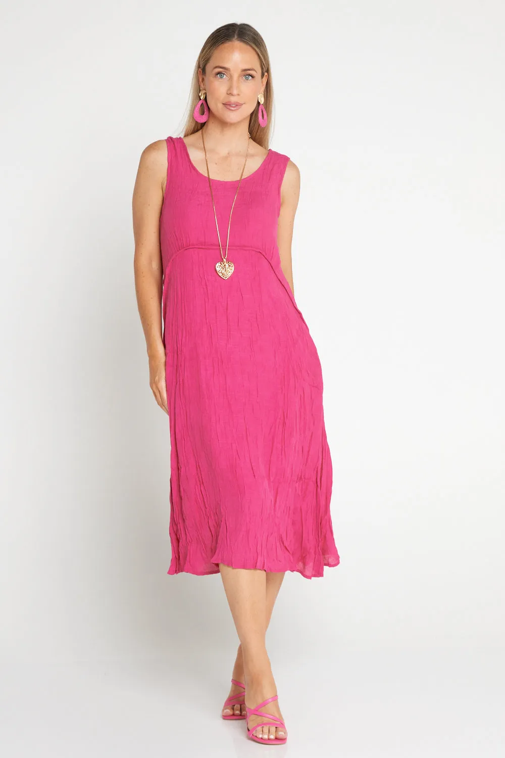 Sleeveless Waterhouse Dress - Hot Pink