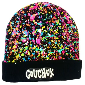 SPLATTERED BEANIE BLACK - NEON MULTI