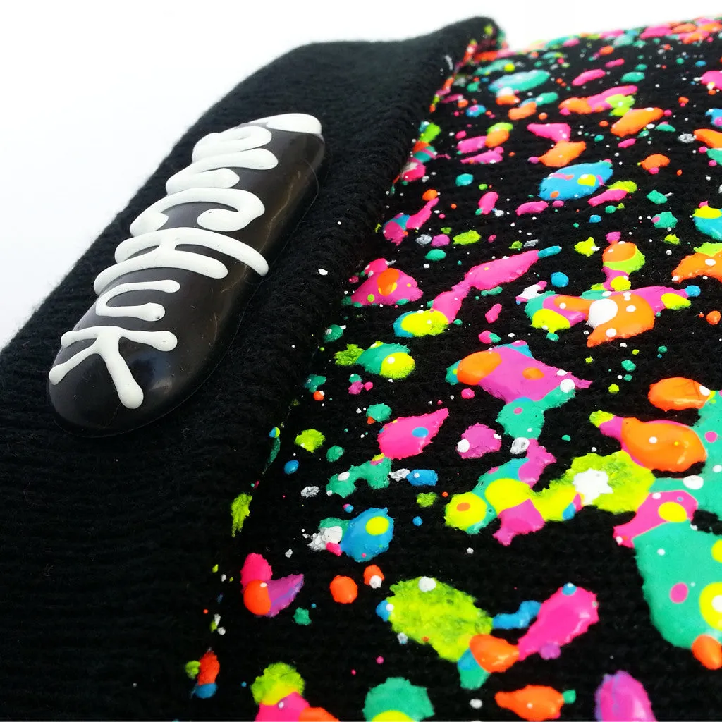 SPLATTERED BEANIE BLACK - NEON MULTI