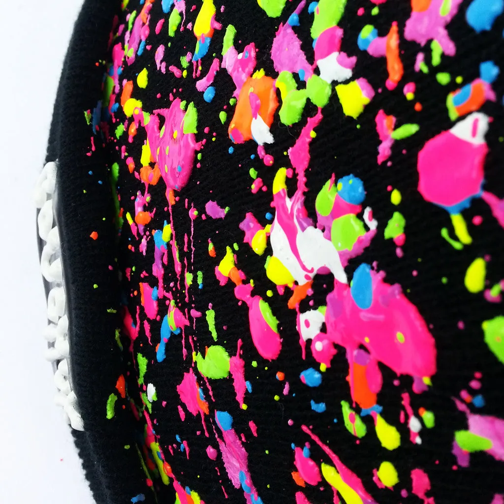 SPLATTERED BEANIE BLACK - NEON MULTI