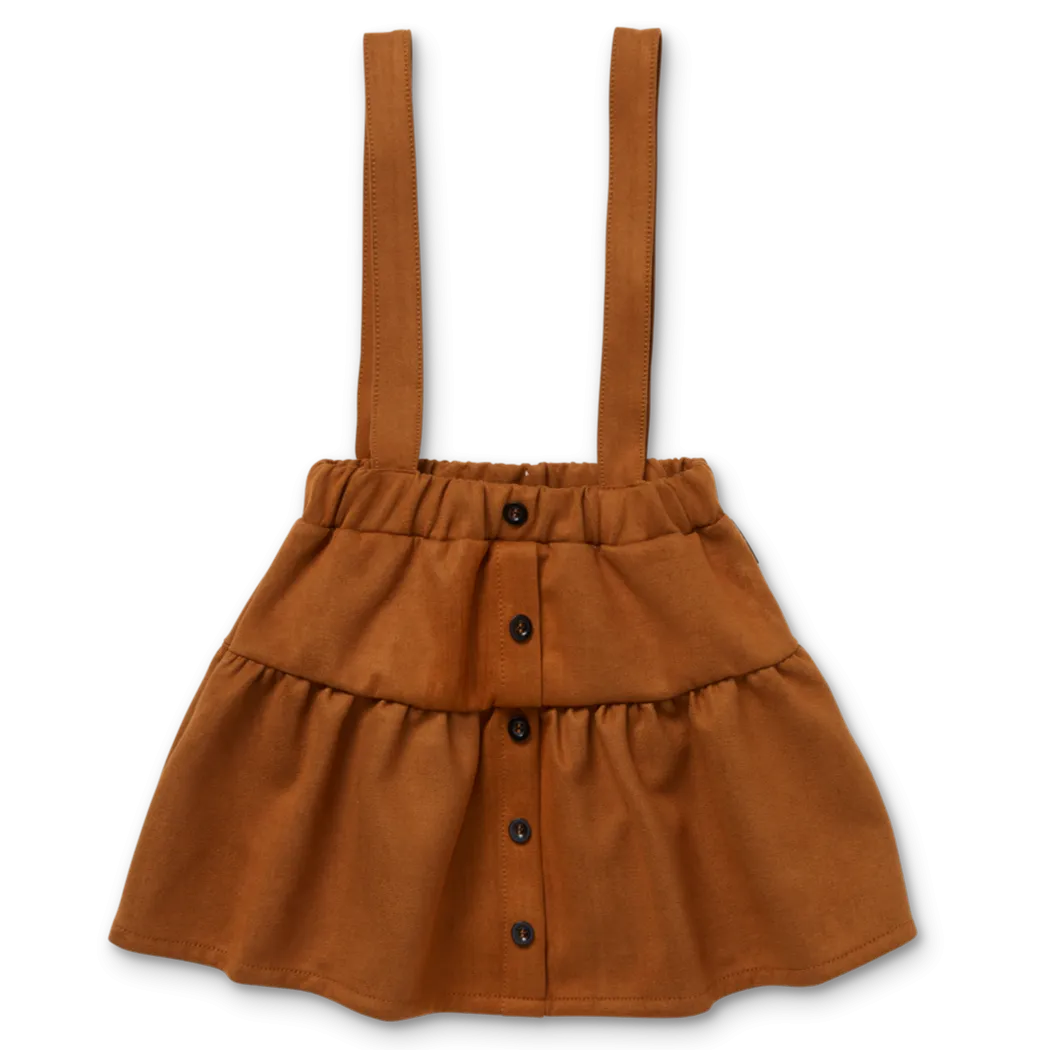 Sproet & Sprout Suede Salopette Skirt | Chestnut