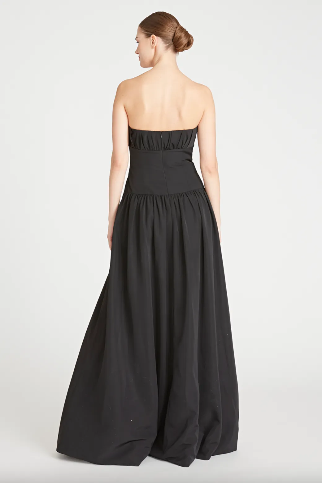 Strapless Tafetta Long Dress - Black