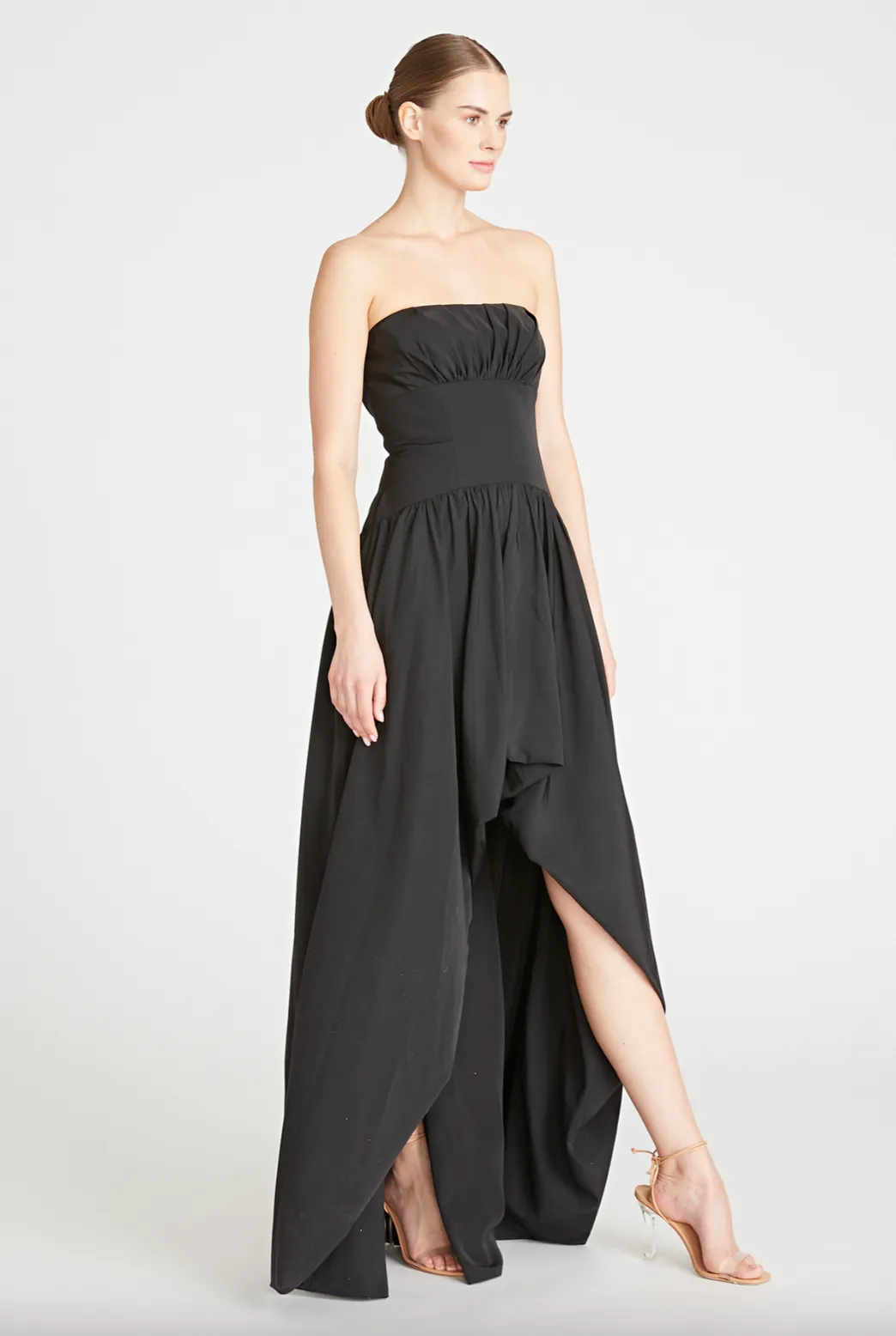 Strapless Tafetta Long Dress - Black