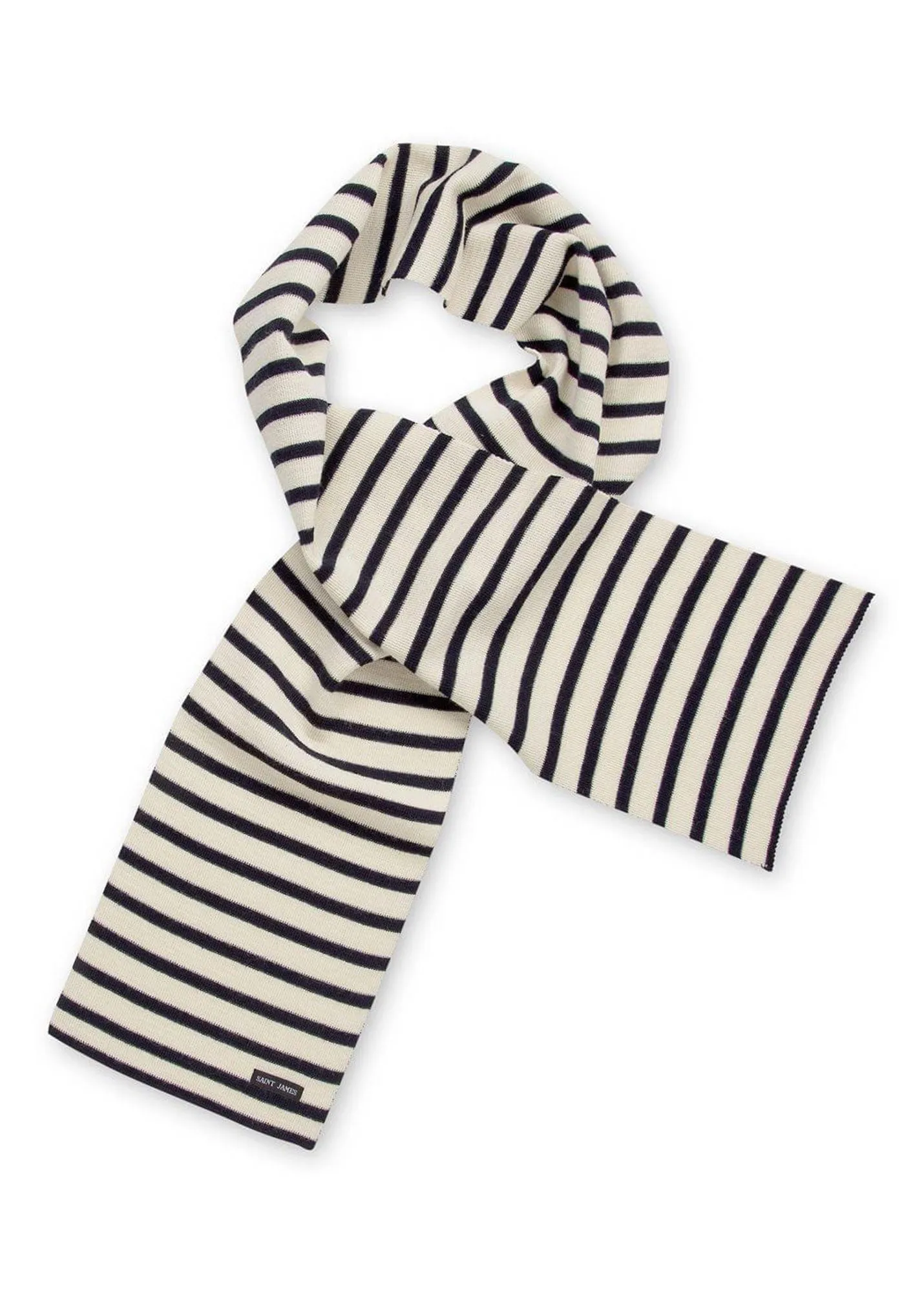 Striped scarf - in pure new wool (ECRU/MARINE)