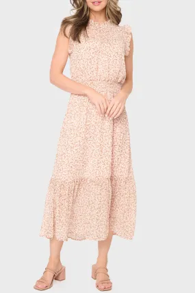 Sweetheart Pin Dot Ruffle Trim Dress