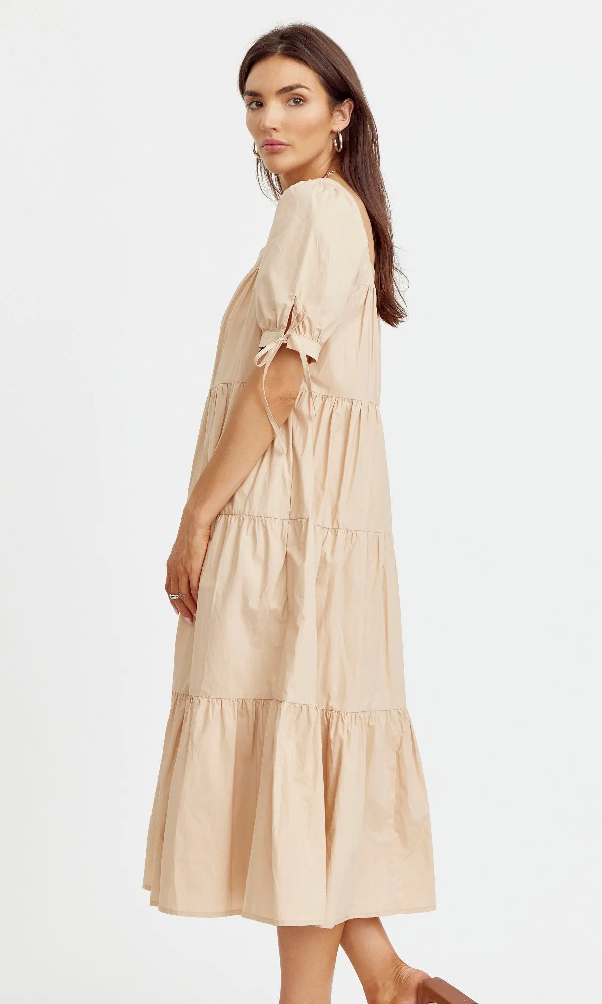 Tessa Tiered Poplin Midi Dress