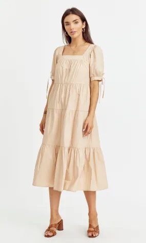 Tessa Tiered Poplin Midi Dress