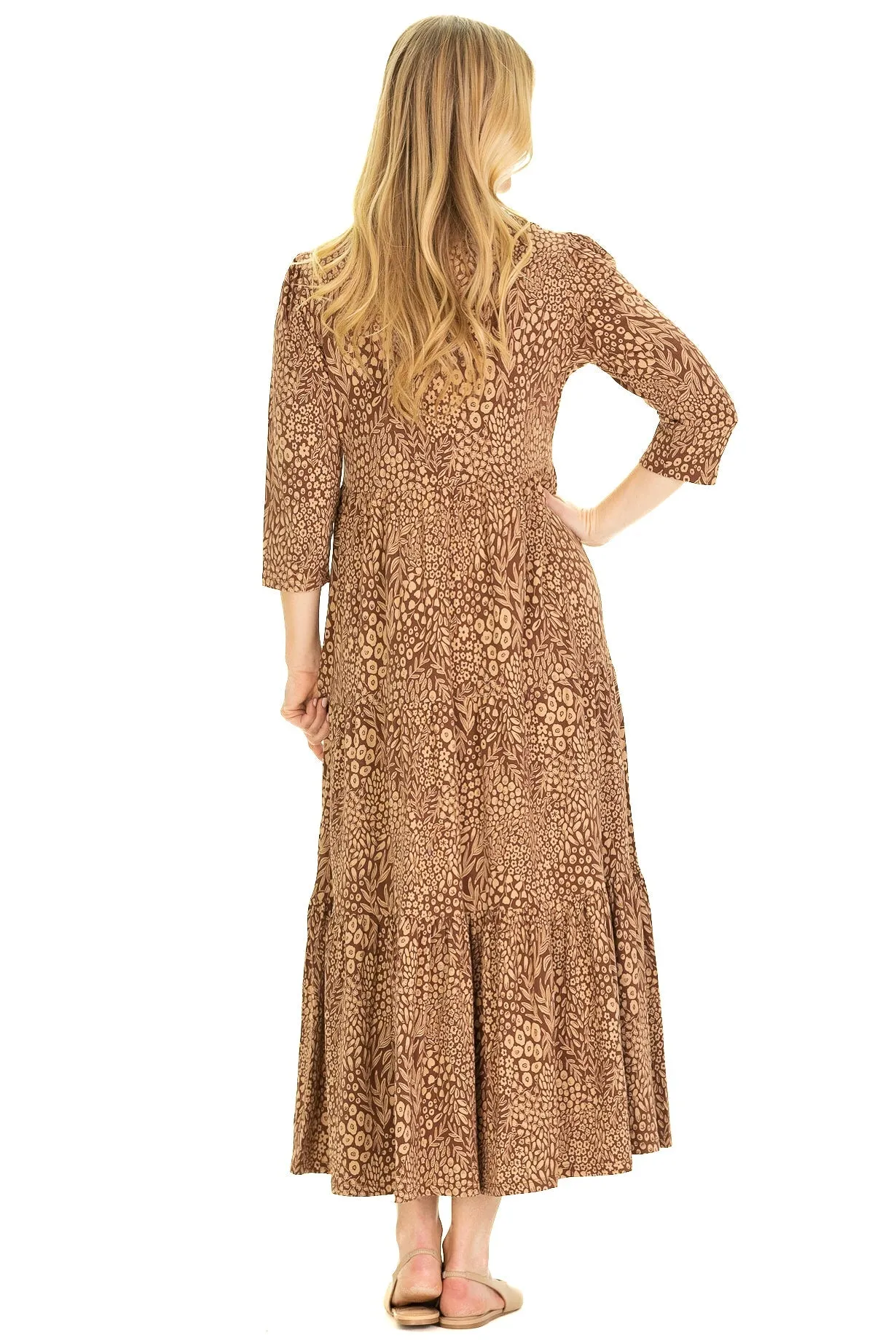 The Merritt Midi Dress in Mocha Forest