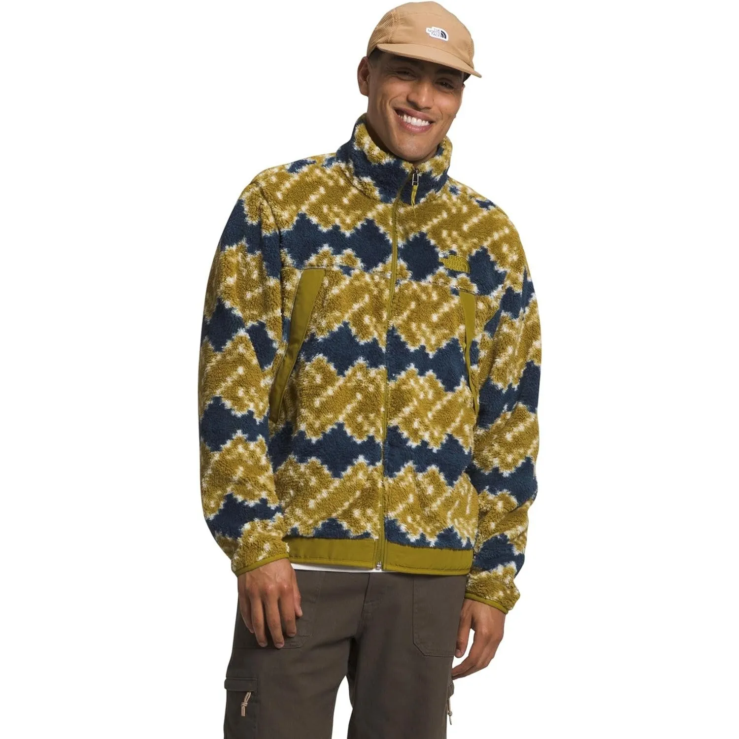 THE NORTH FACE Men's Campshire Fleece Jacket, Sulphur Moss Mountain Geo Print, Medium