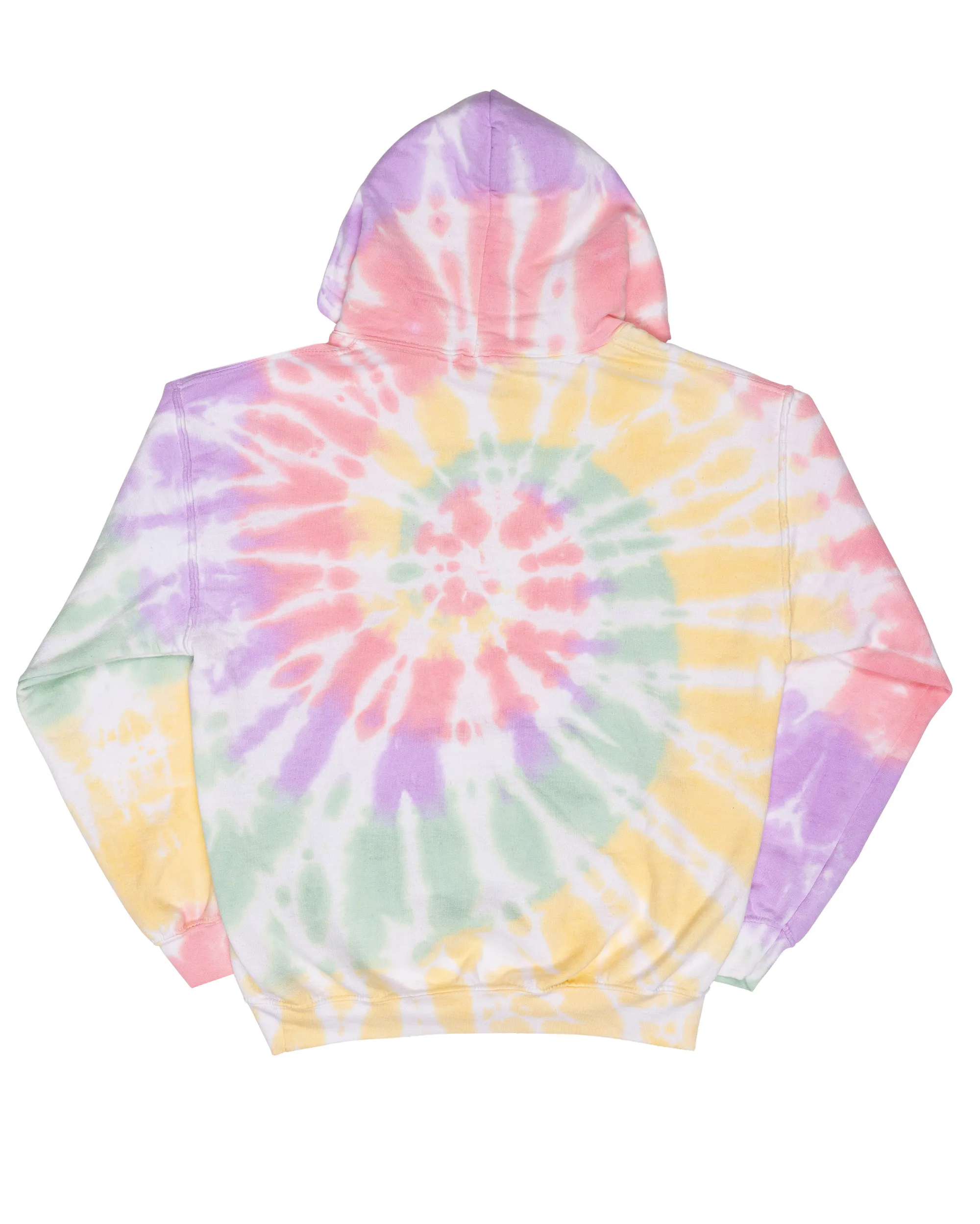 Tie Dye Essential Fleece Hoodie - Hazy Rainbow Spiral