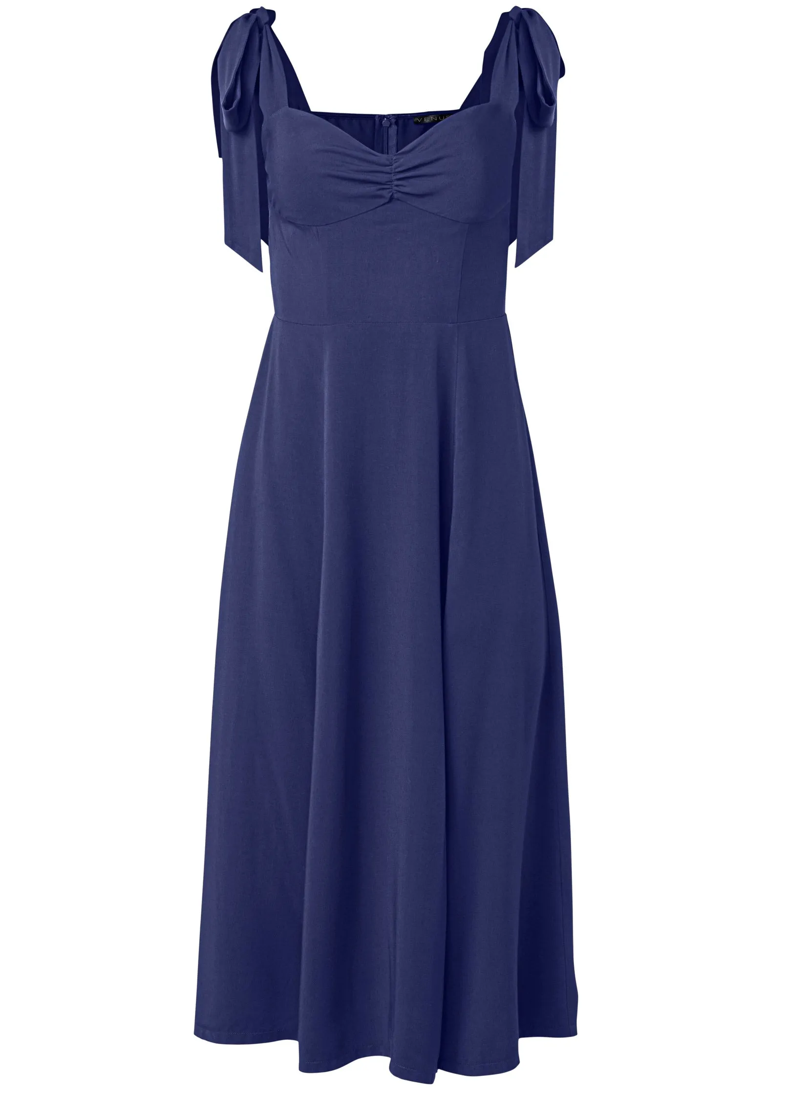 Tie Shoulder Midi Dress  - Skipper Blue