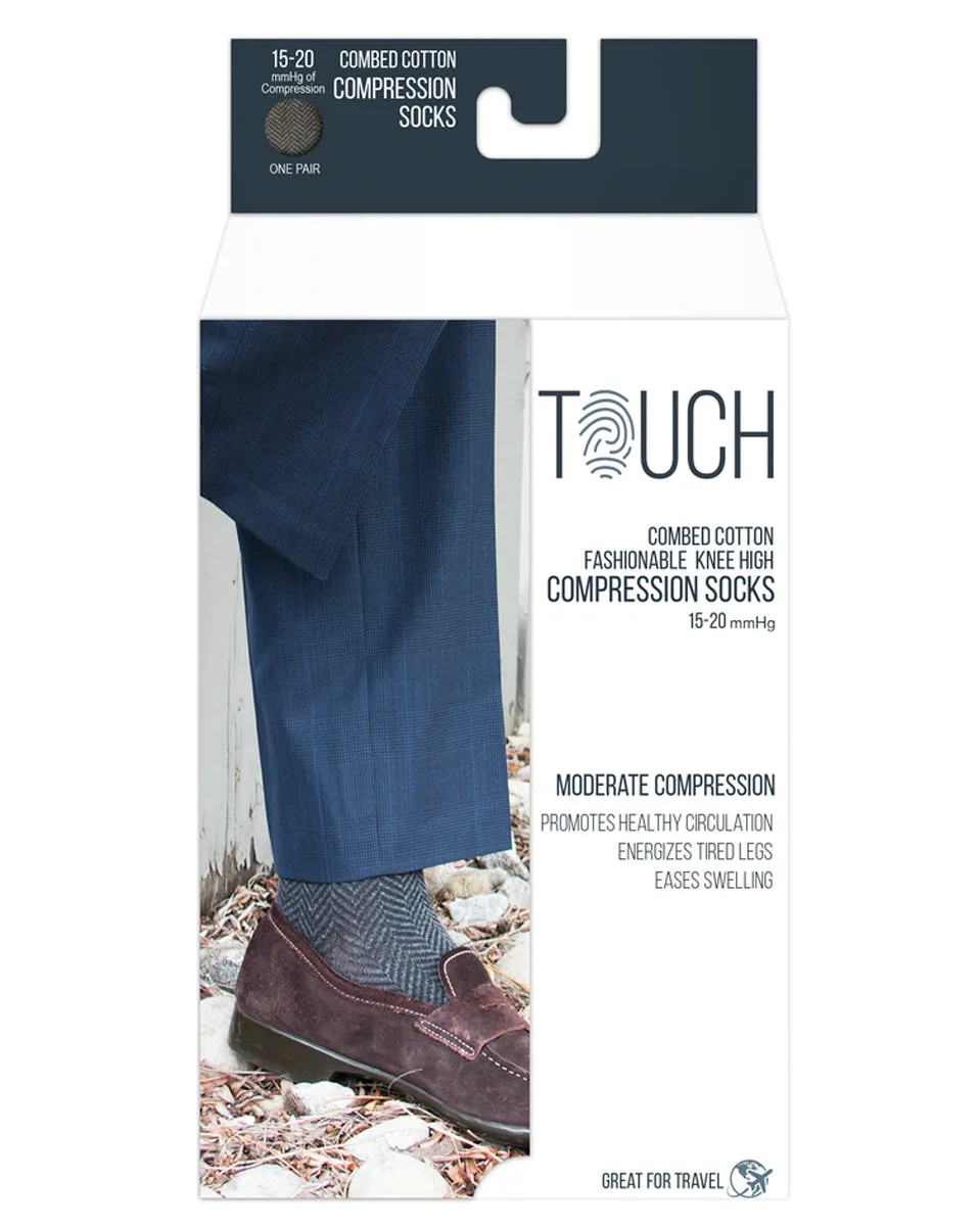 Touch Men's Herringbone Pattern Knee Highs 20-30 mmHg