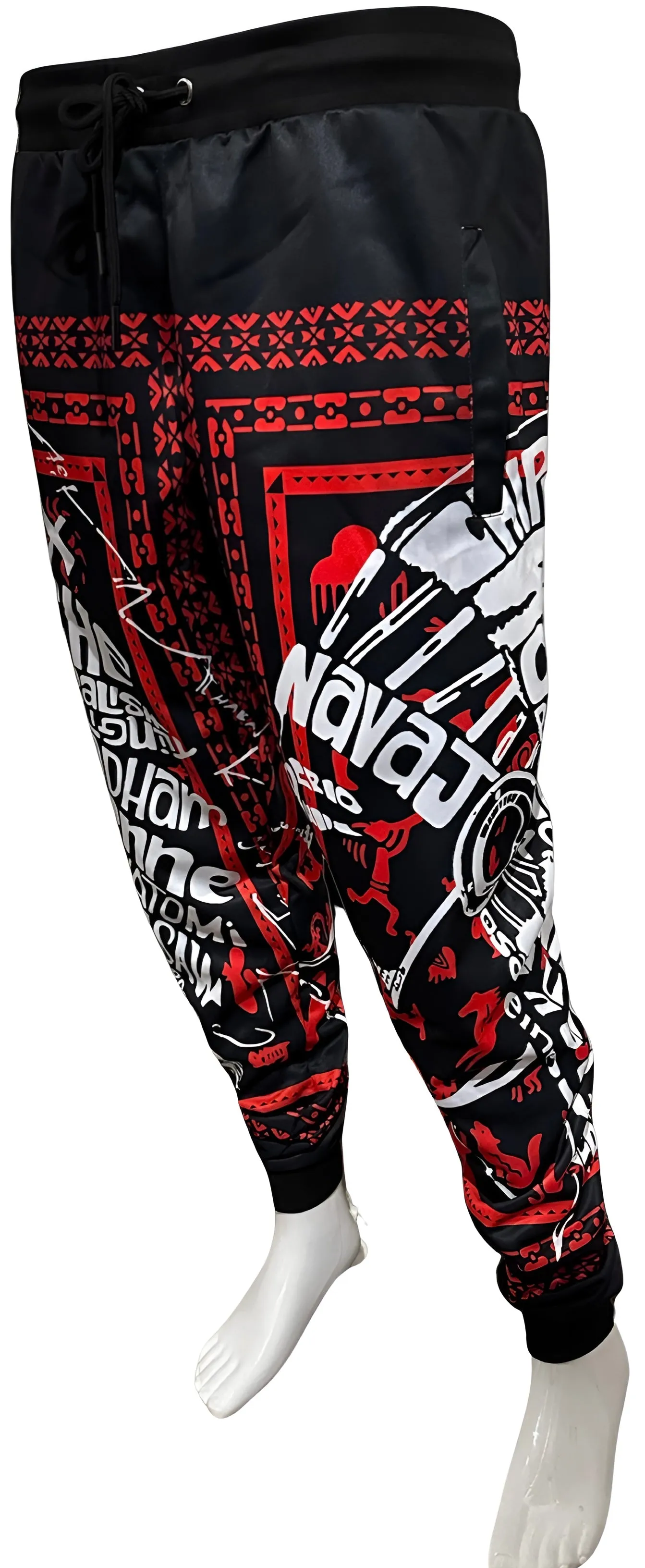 ^TRIBE VIBES^ (RED-BLACK-WHITE) JOGGER SWEATPANTS