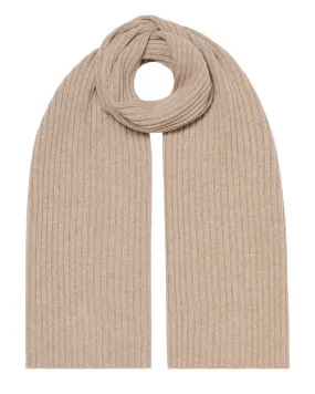 Unisex Chunky Rib Cashmere Scarf Oatmeal Brown