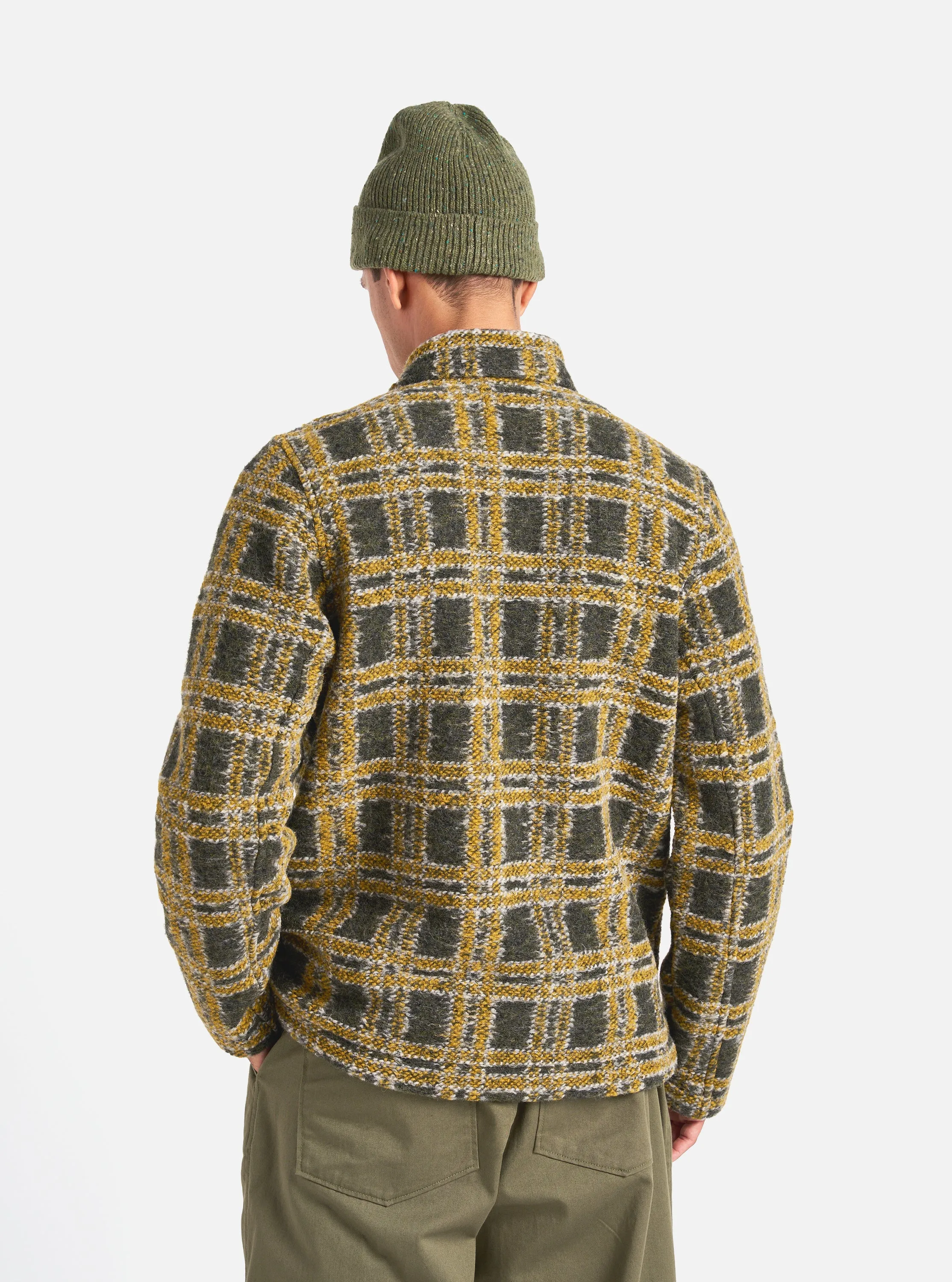 Universal Works Field Jacket in Grey Jacquard Fleece