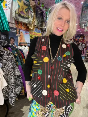 Vintage 80s Poker Chip And Dice Vest