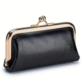 Vintage Leather Coin Purses For Women, Mini Evening Bag With Kiss Lock, Luxury Clutch Bag For Key And Earphone - Perfect for Carnival Mardi Gras Music Festival