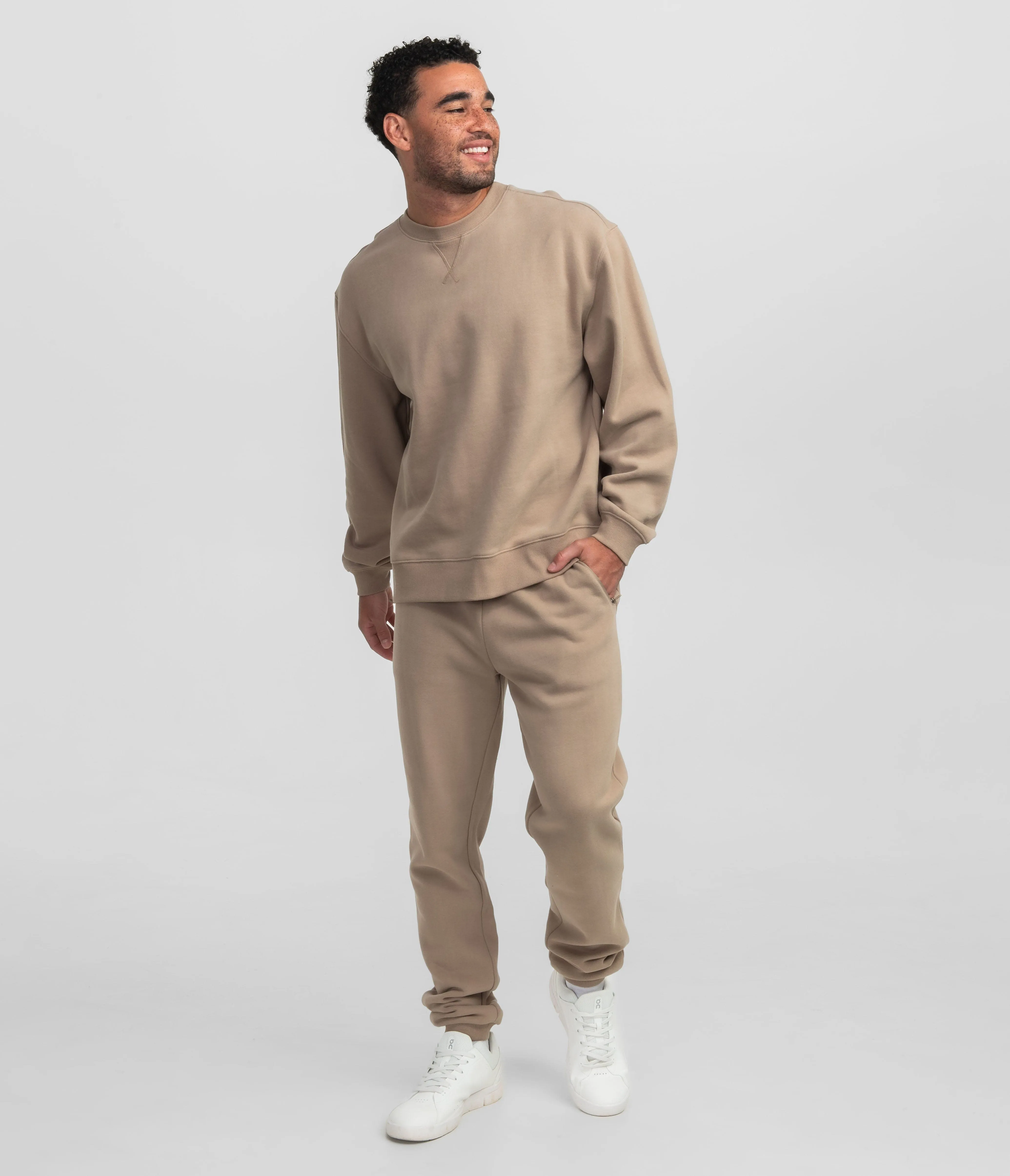 Washed Fleece Essential Sweatpants - Bourbon