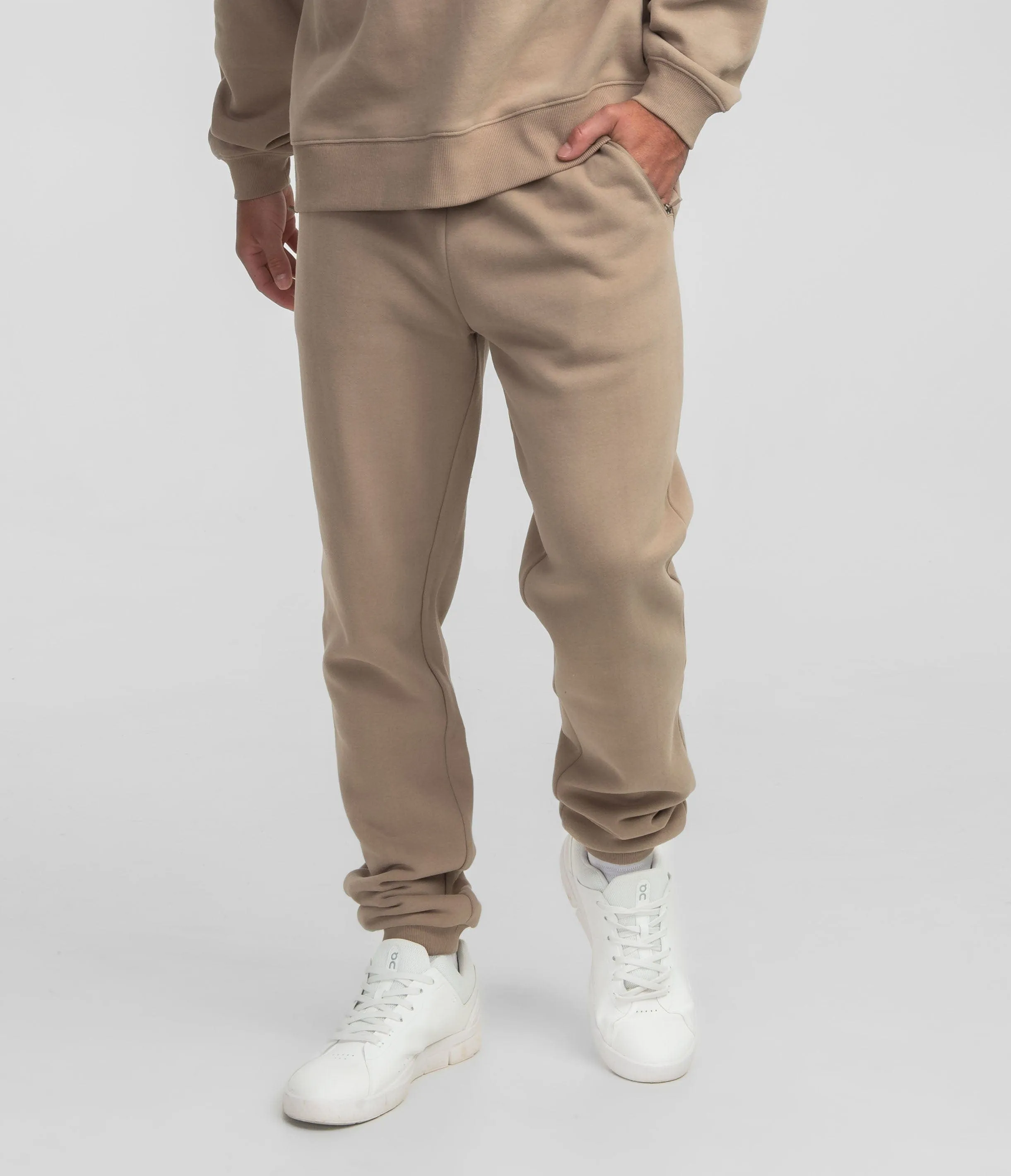 Washed Fleece Essential Sweatpants - Bourbon