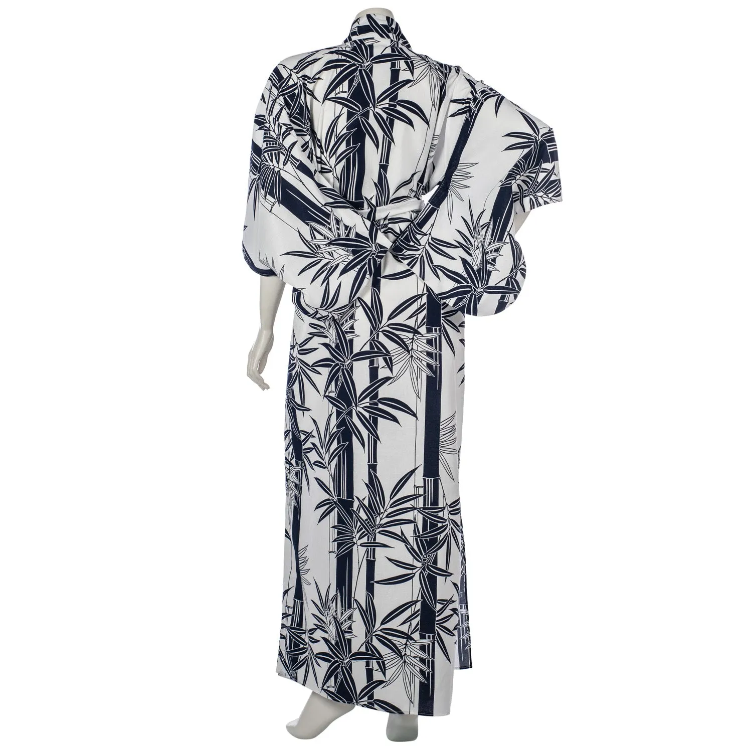 White and Navy Bamboo Japanese Cotton Kimono