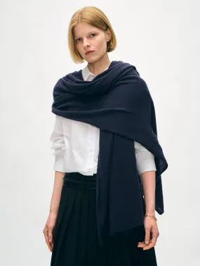 White   Warren - Cashmere Travel Wrap in Deep Navy