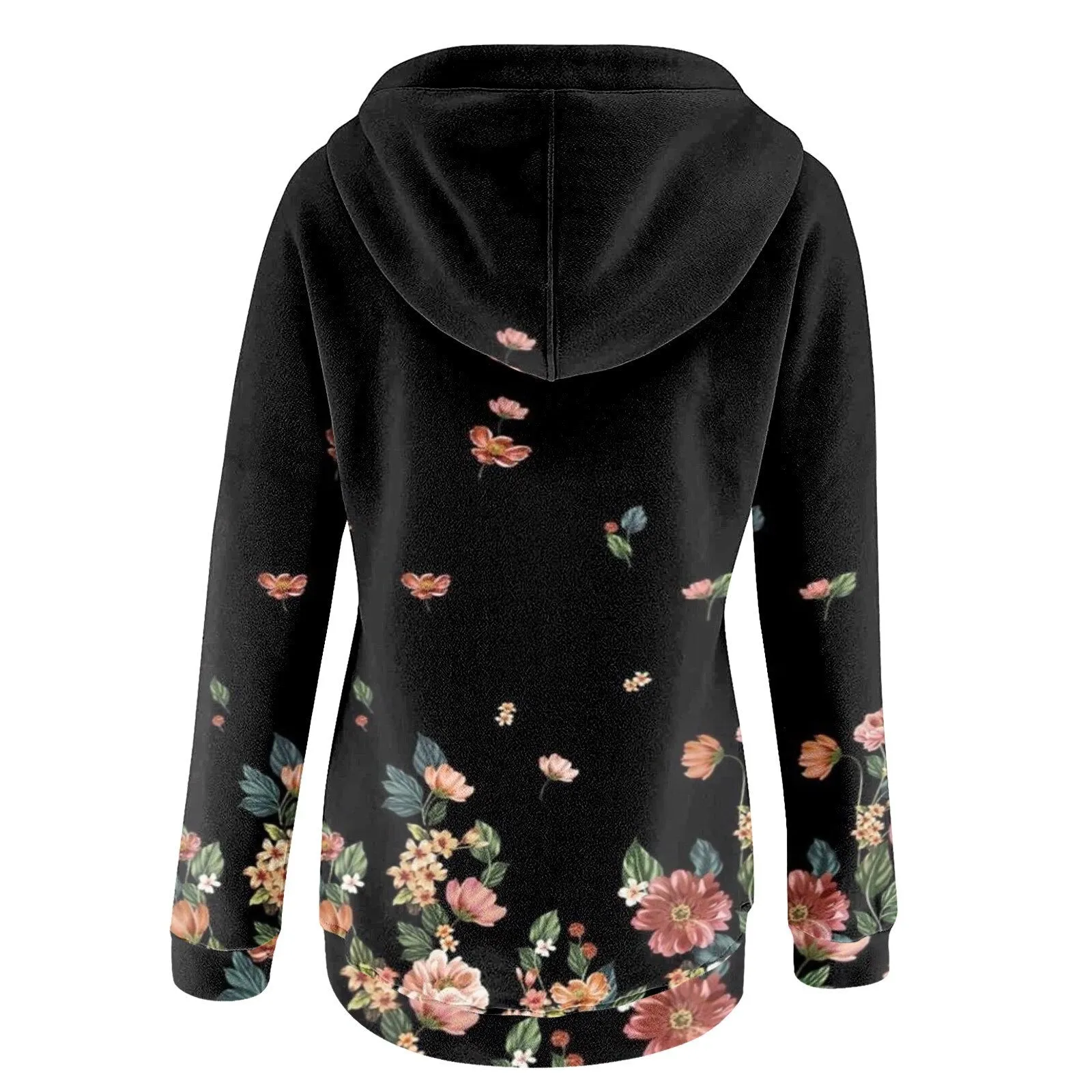 Women Floral Print Casual Warm Hoodies