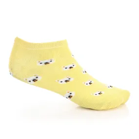 Women Socket Socks with Printed-Yellow