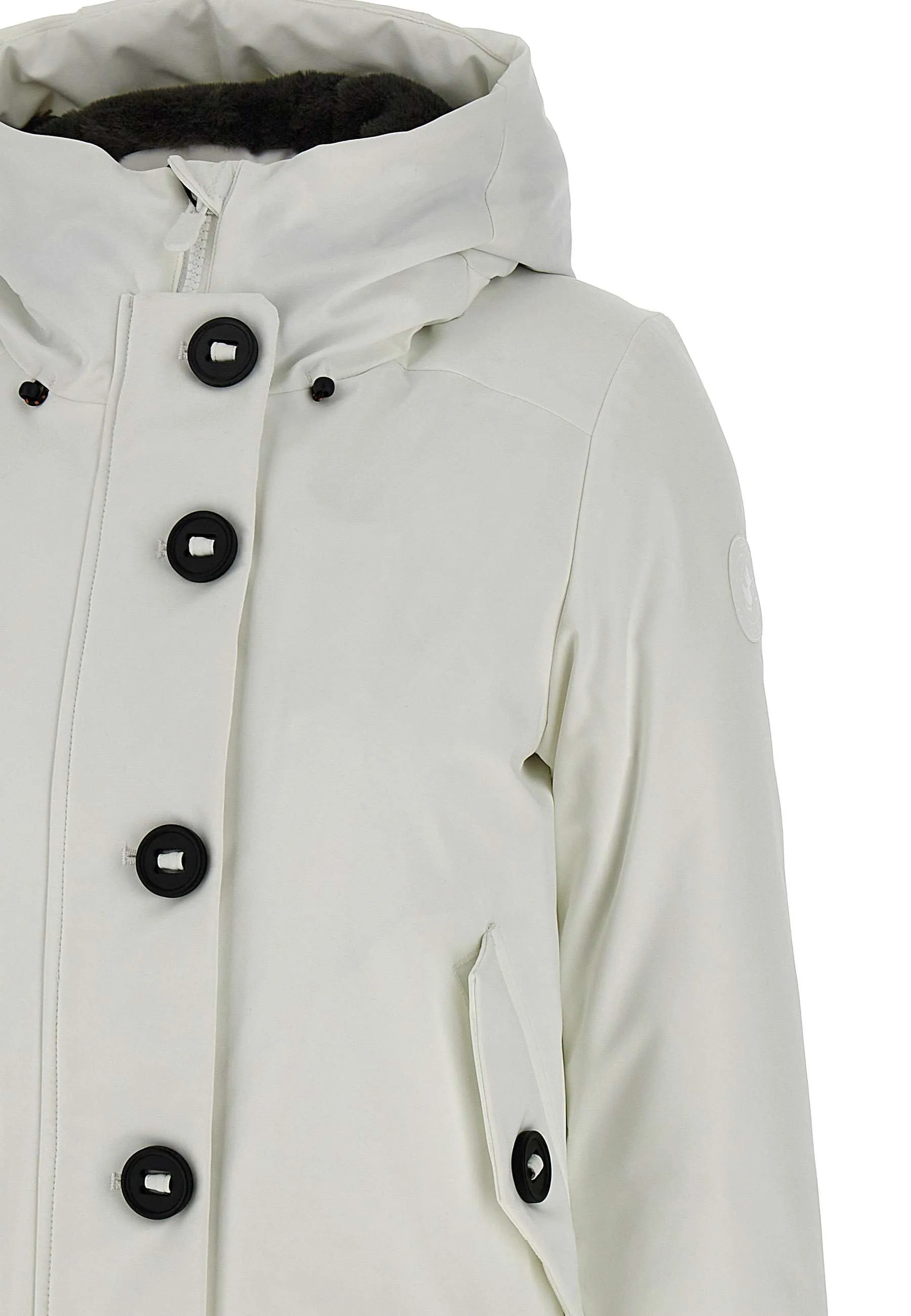 Women's White Parka with Eco Fur