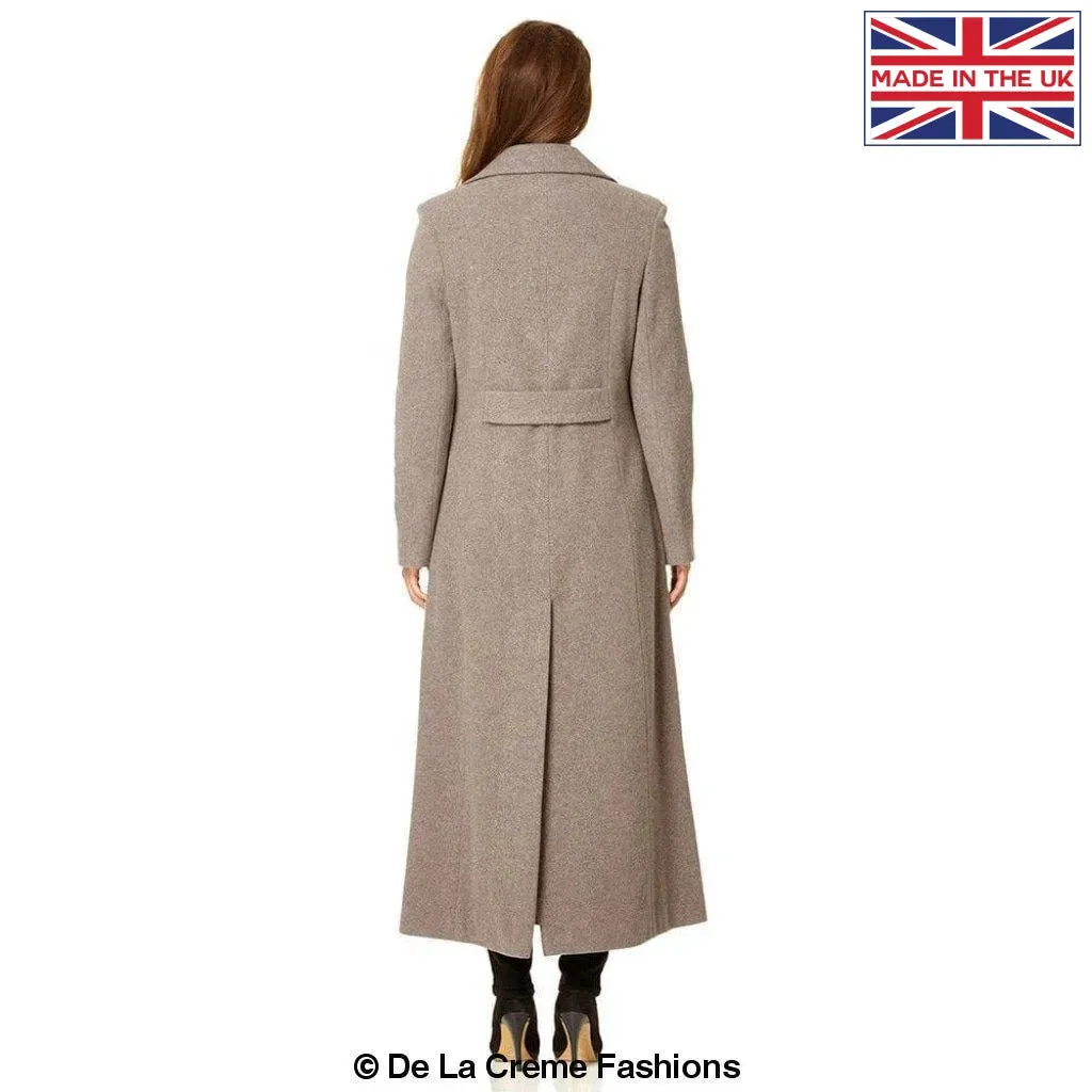 Wool Blend Double Breasted Long Coat