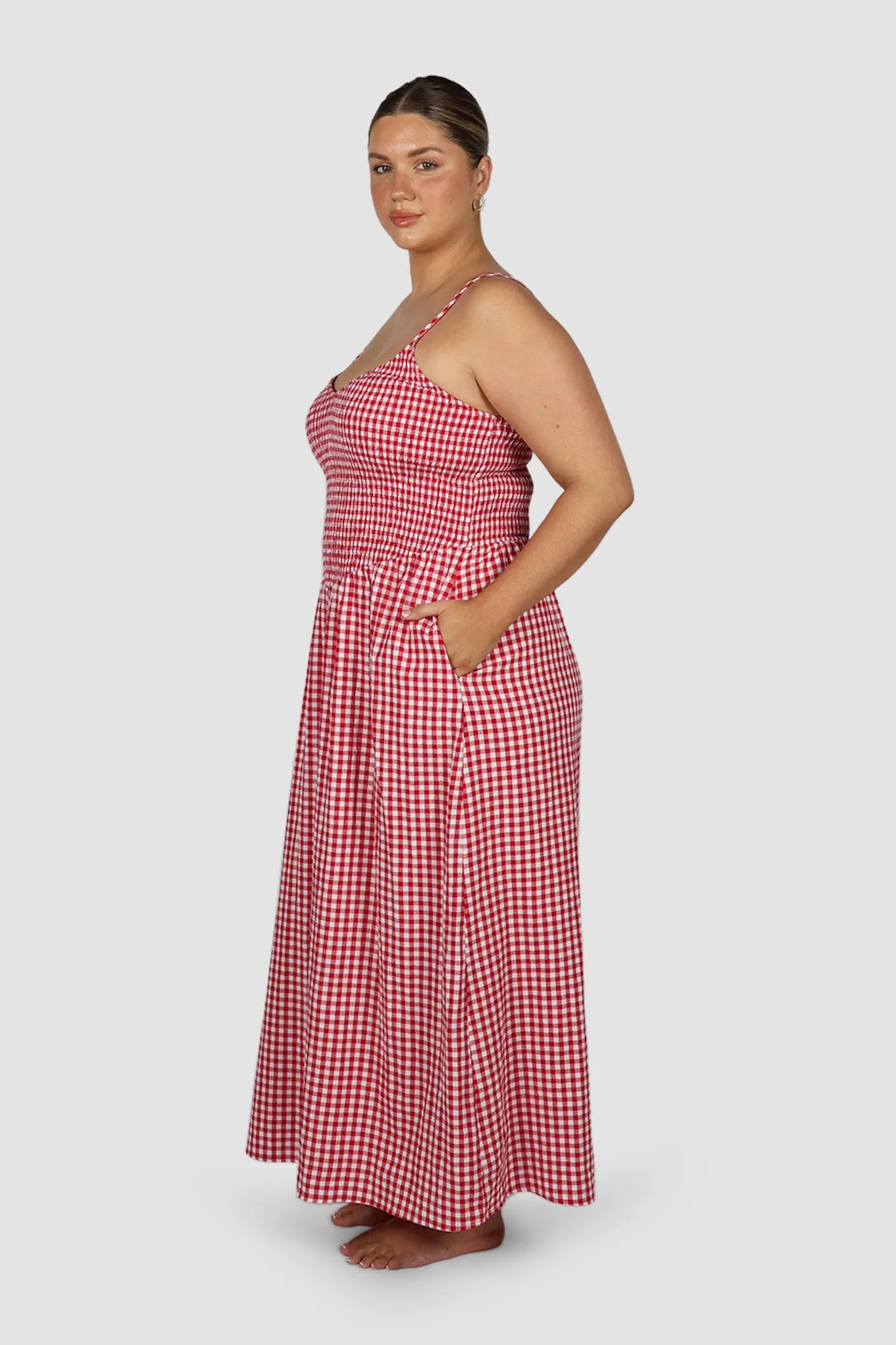 YARA DRESS RED GINGHAM