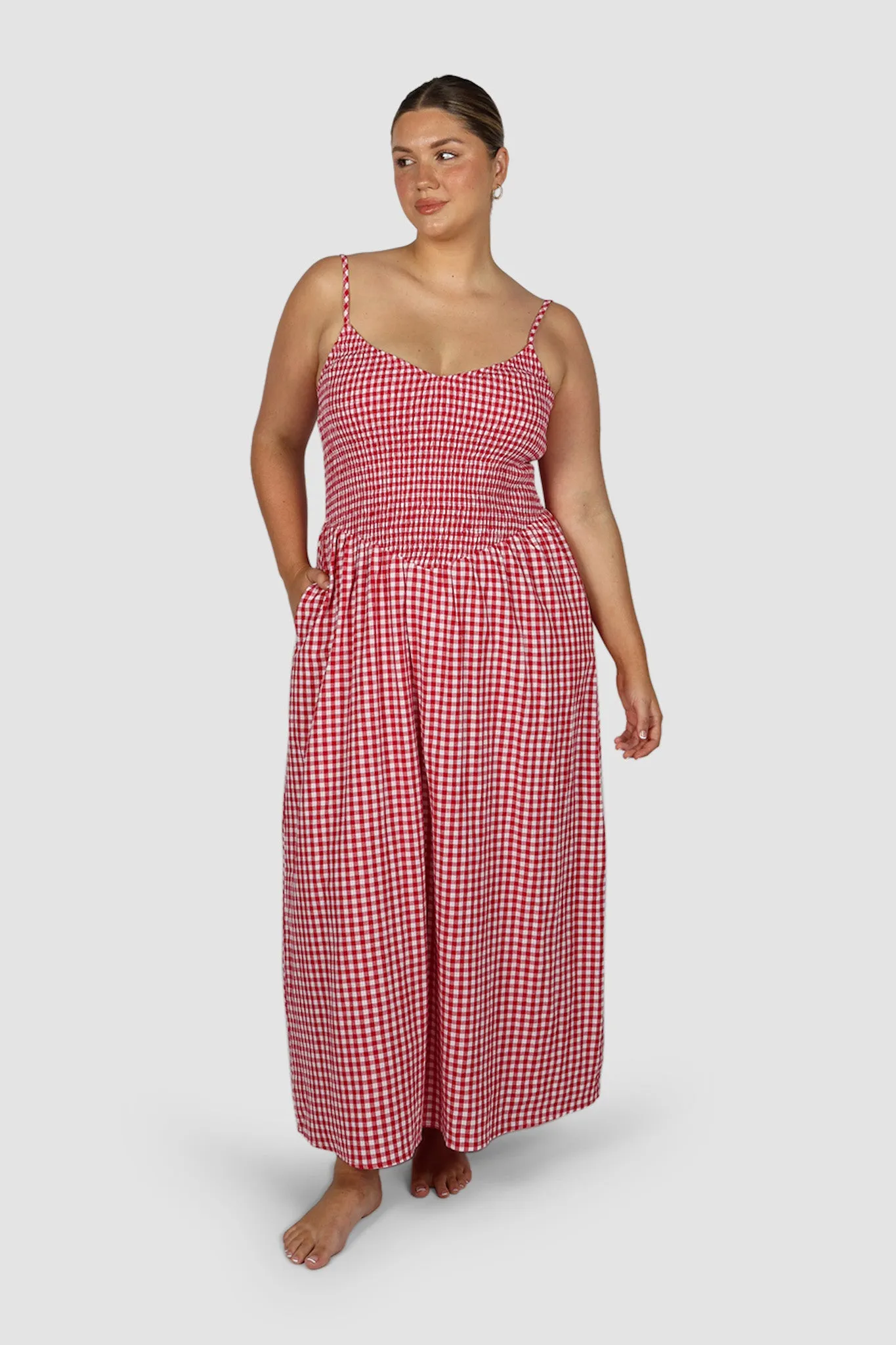 YARA DRESS RED GINGHAM