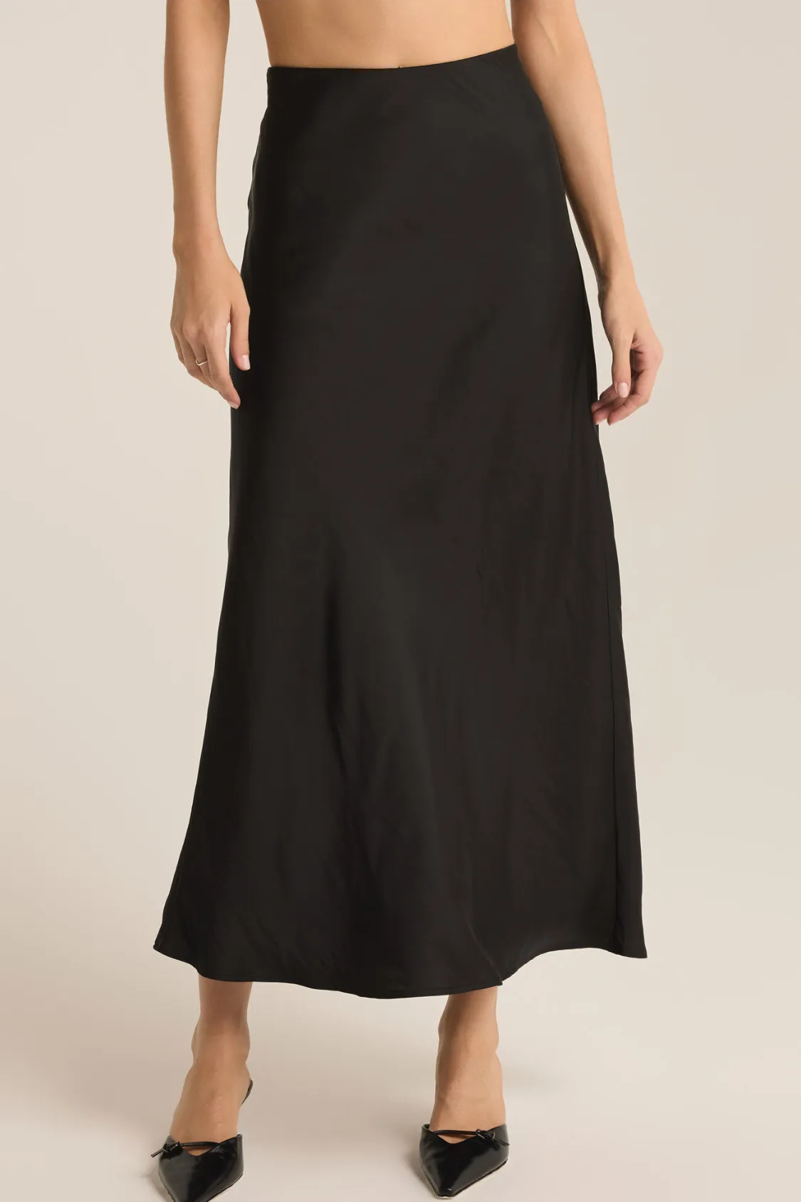 Z SUPPLY - EUROPA POLY SHEEN SKIRT BLACK